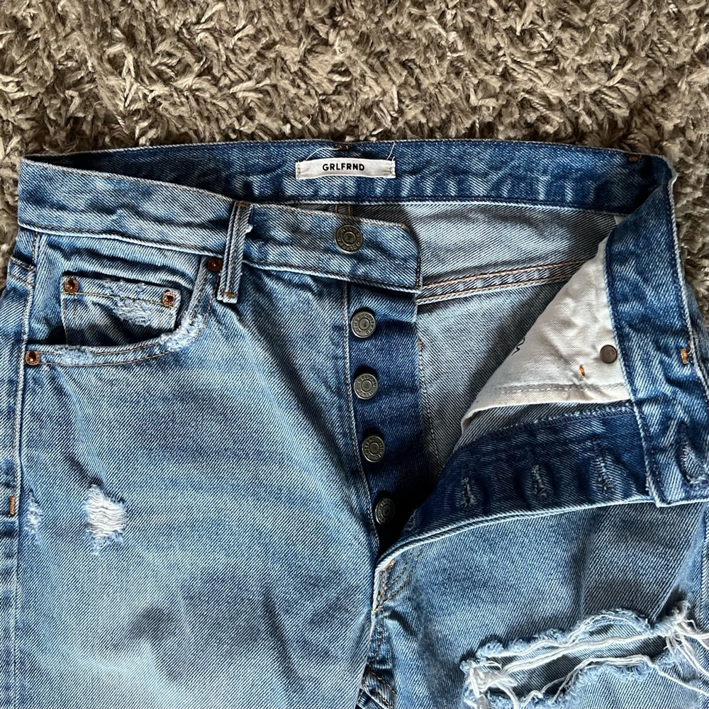 GRLFRND Helena High Rise Distressed Straight Jeans Size 26 - Picture 3 of 10